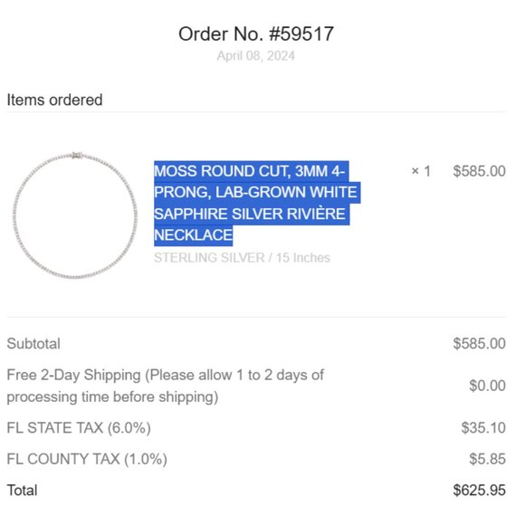 Doresy Moss Round RIVIÈRE Necklace 15 inches - Picture 2 of 2